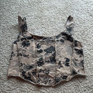 Floral Print Tan Crop Top